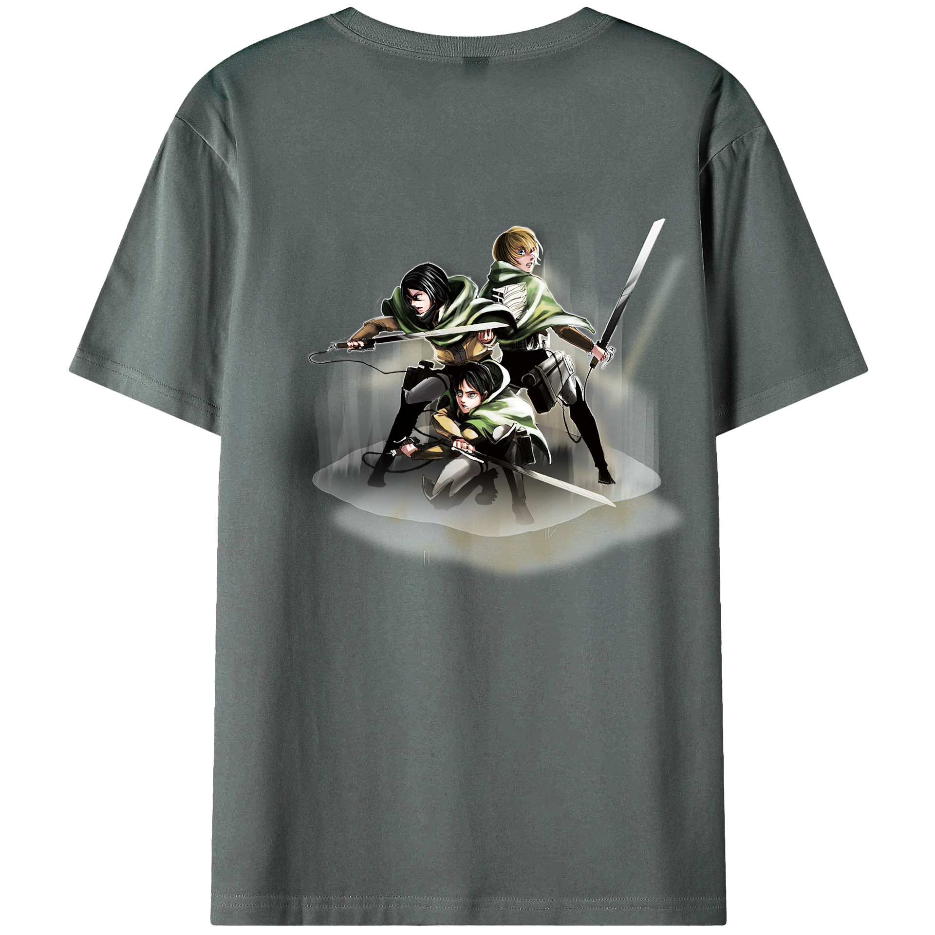 （画像用） 進撃の巨人 Attack on Titan 綿100％ メンズ半袖Tシャツ（バックプリント） 通気性